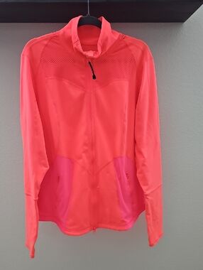 Zella Women's Tangerine Athletic Jacket Zip-Up Pockets Keyhole Sleeves Size 2X